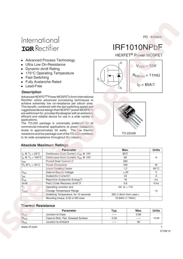 IRF1010NPBF