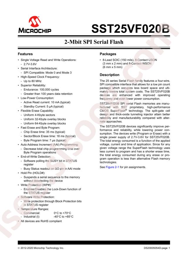 SST25VF020B-80-4I-Q3AE-T