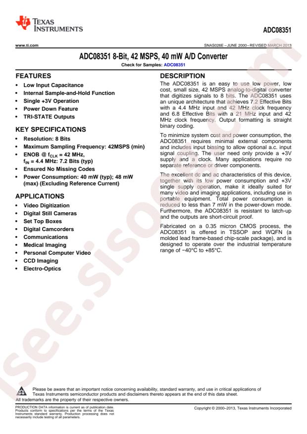 ADC08351CIMTCX/NOPB