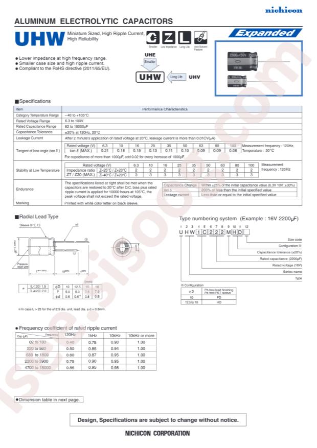 Nichicon UHW1K122MHD