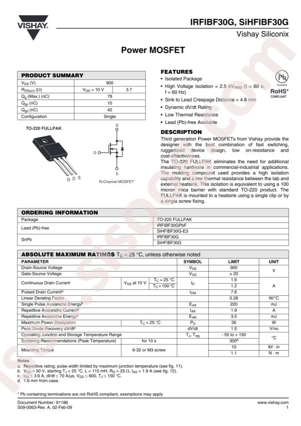 IRFIBF30GPBF