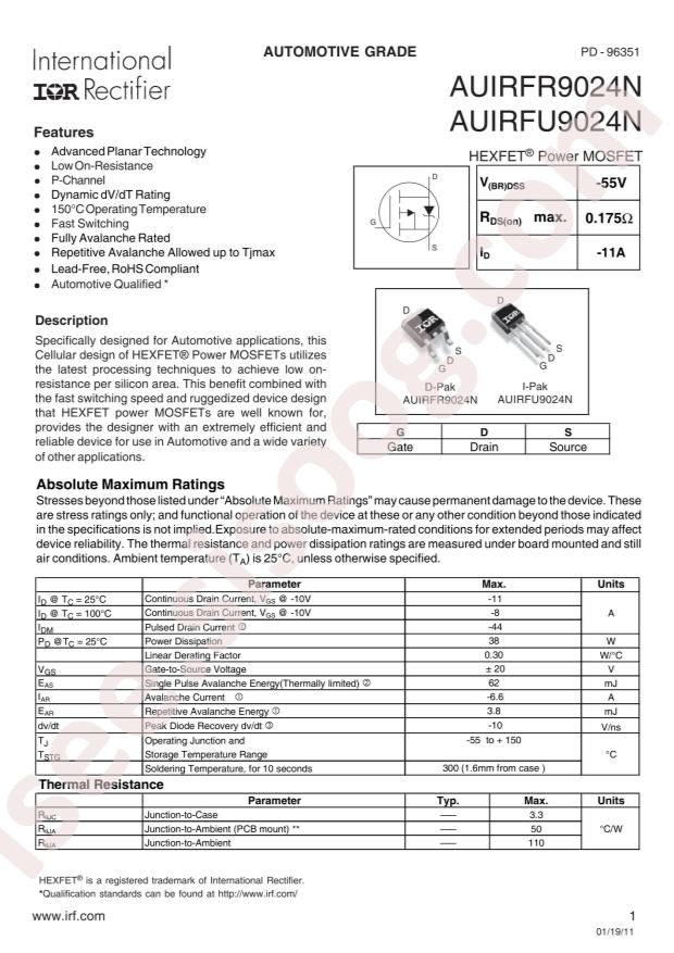 IRFR9024NTRPBF