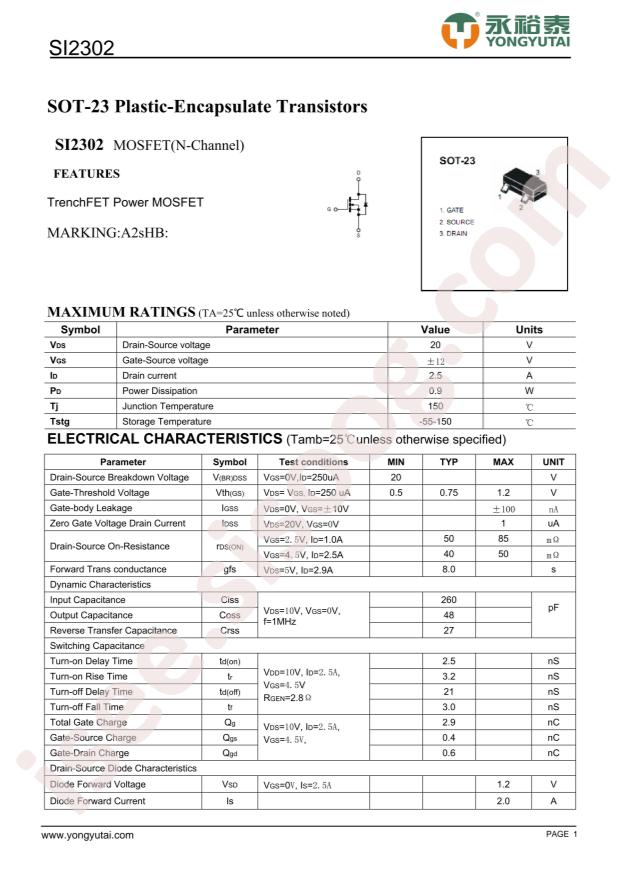 SI2302 2.5A