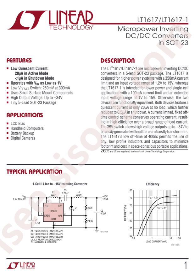 LT1617ES5#TRPBF