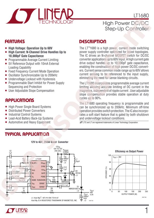 LT1680ISW#PBF