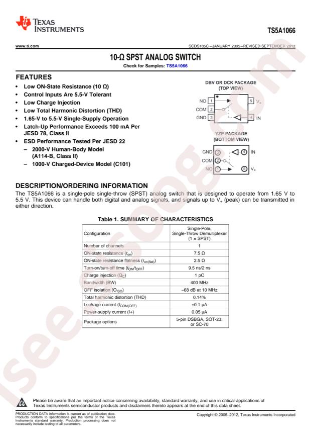 TS5A1066DCKR