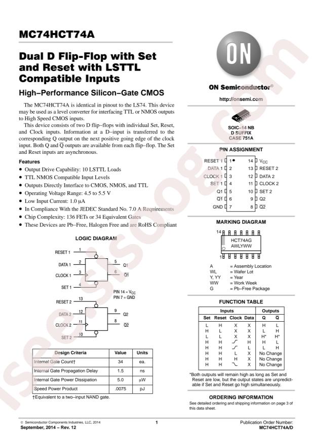 MC74HCT74ADG