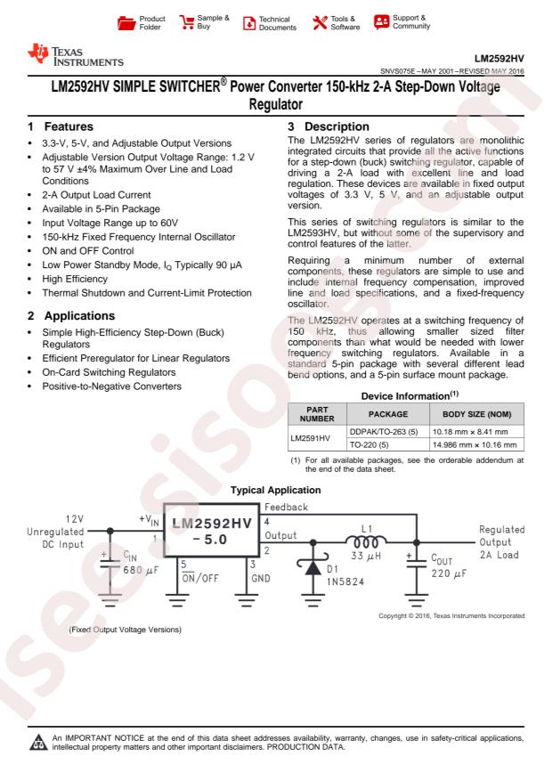 LM2592HVS-ADJ/NOPB