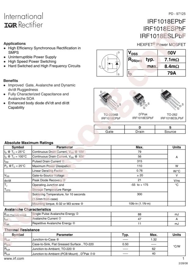 IRF1018ESTRLPBF