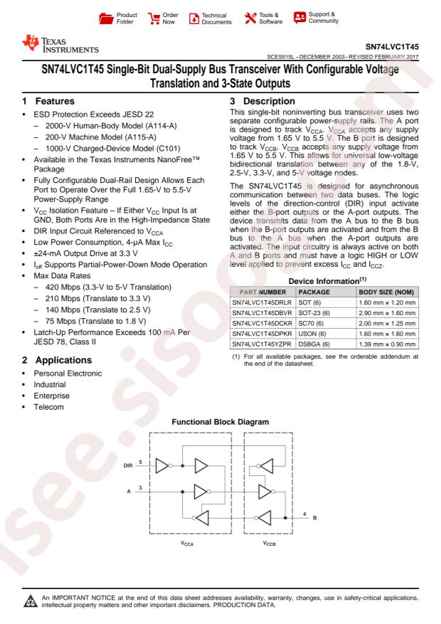 SN74LVC1T45DBVT
