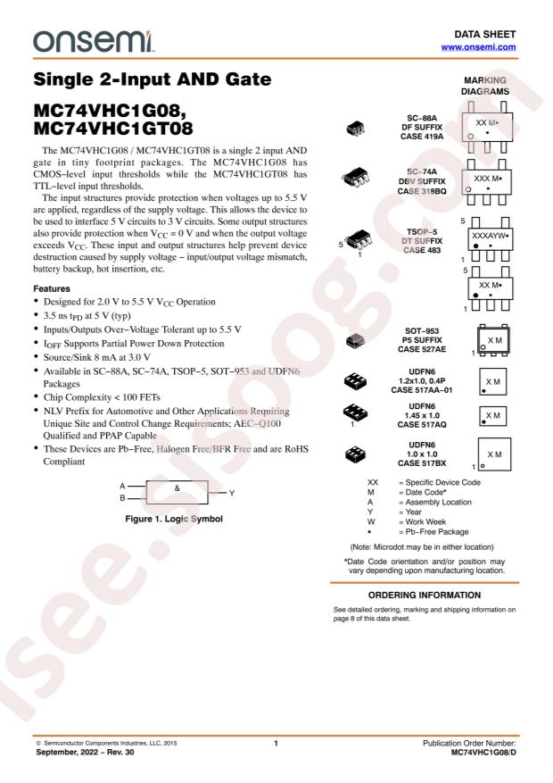 MC74VHC1G08DFT1G