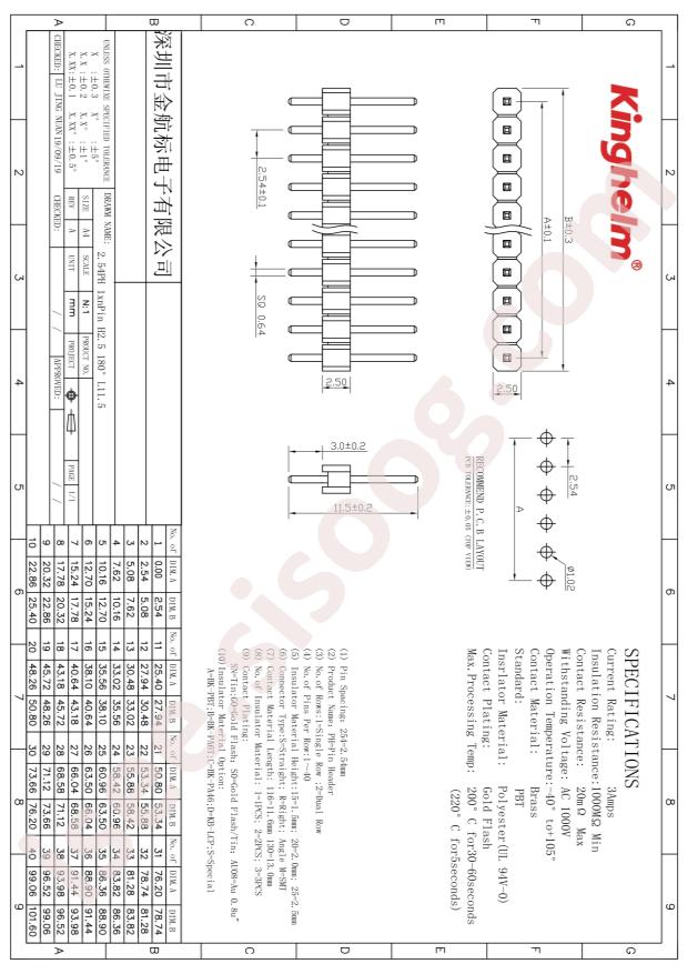 KH-2.54PH180-1X4P-L11.5