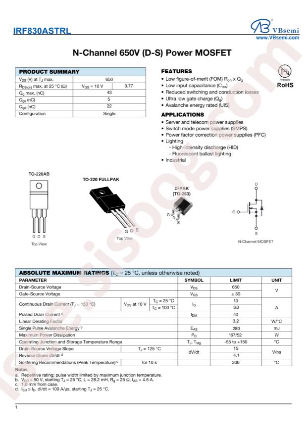 IRF830ASTRL-VB