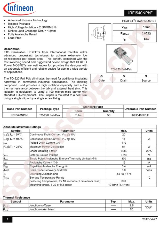 IRFI540NPBF