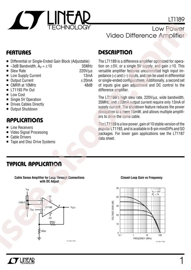 LT1189CN8#PBF