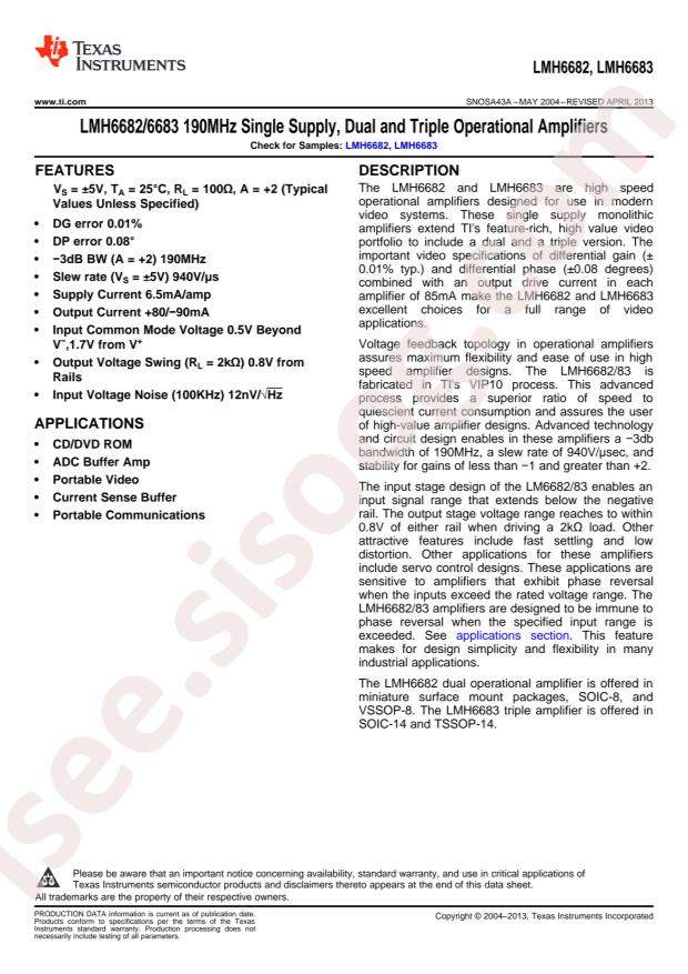 LMH6683MA/NOPB