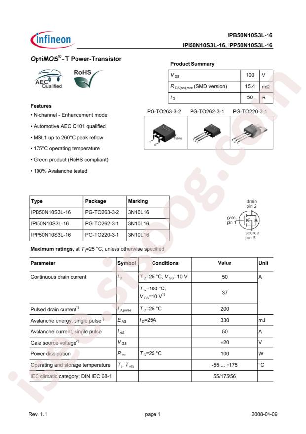 IPB50N10S3L-16