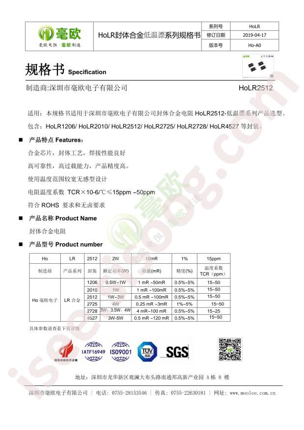 HoLR2728-4W-33mR-1%-15ppm