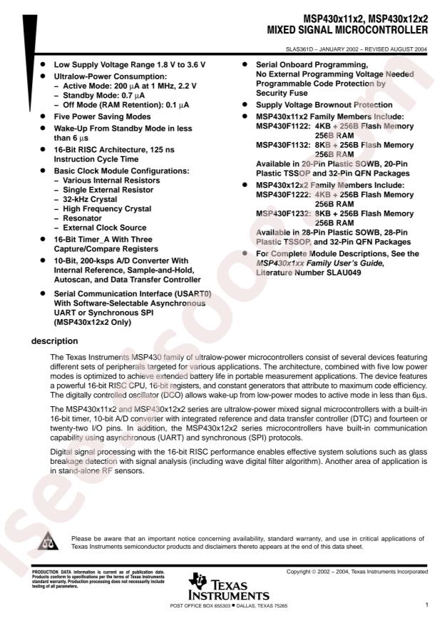 MSP430F1222IDW