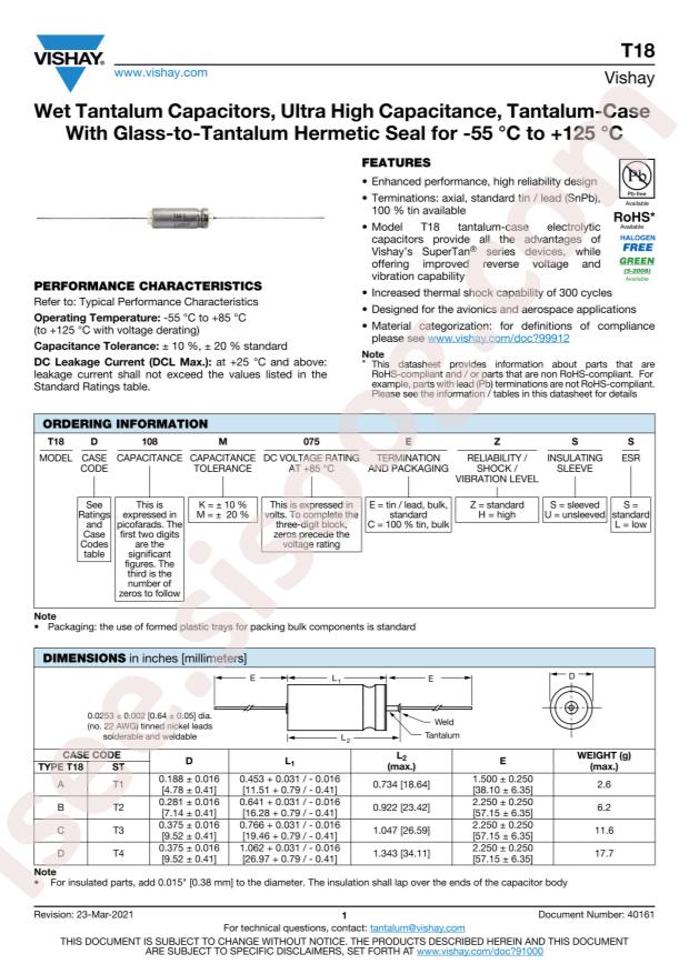 VISHAY T18D108K075EZSS