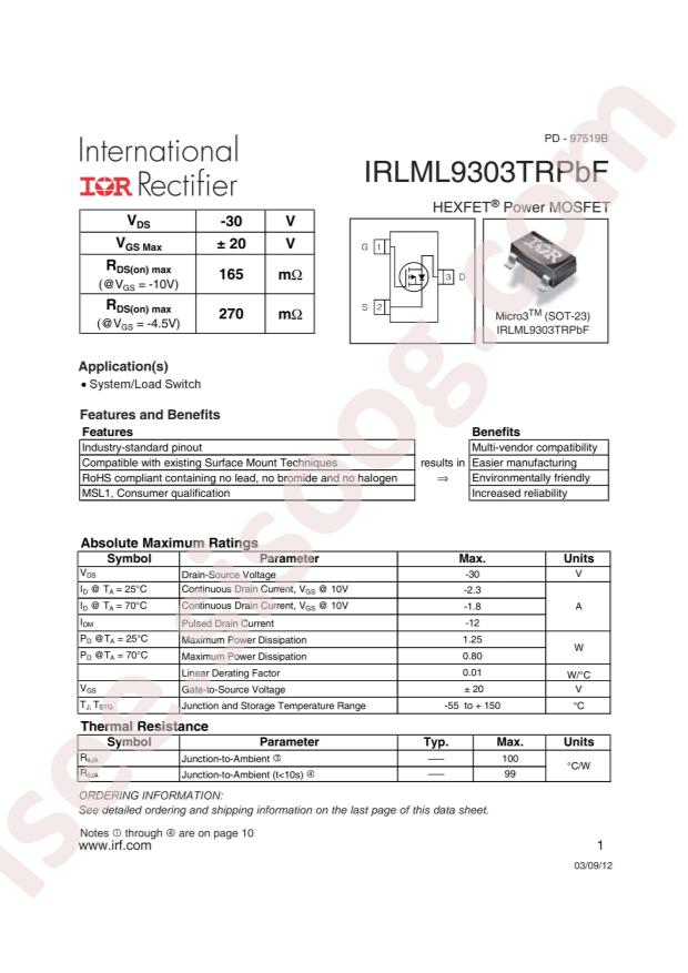 IRLML9303TRPBF