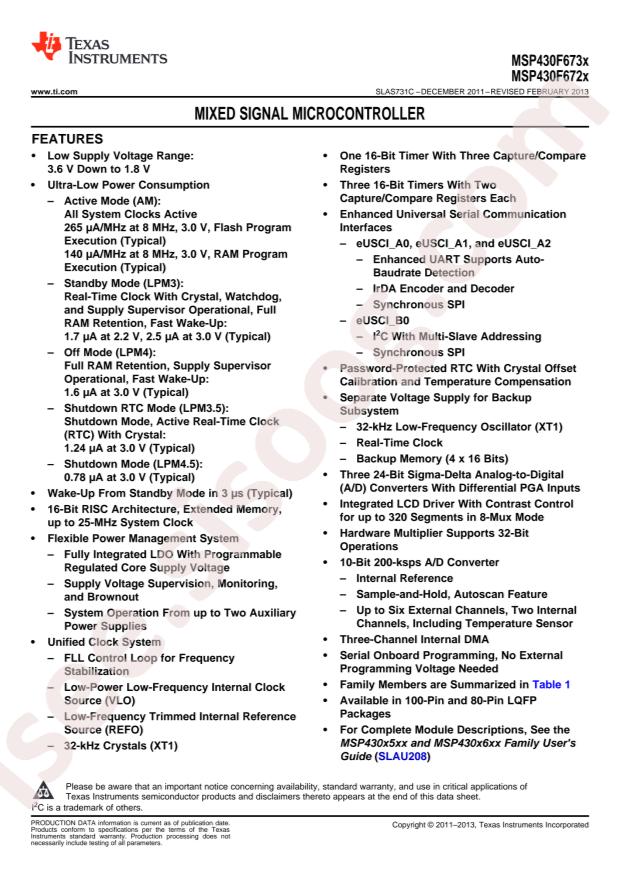 MSP430F6733IPN