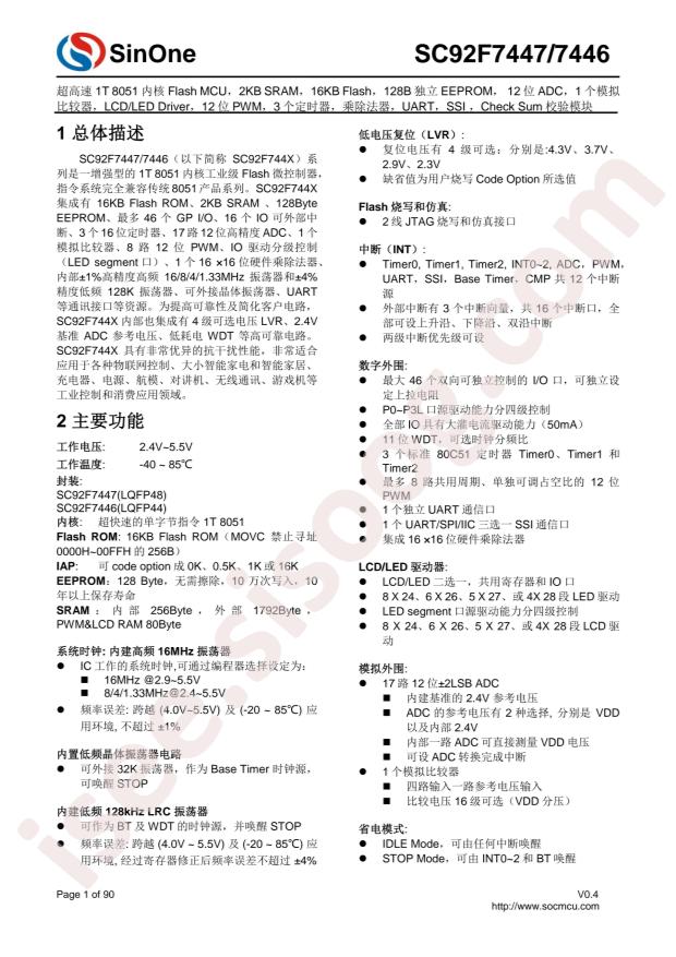 SC92F7446BP44R