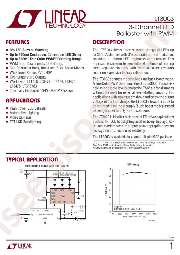 LT3003EMSE#TRPBF