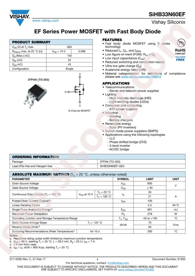 SIHB33N60EF-GE3