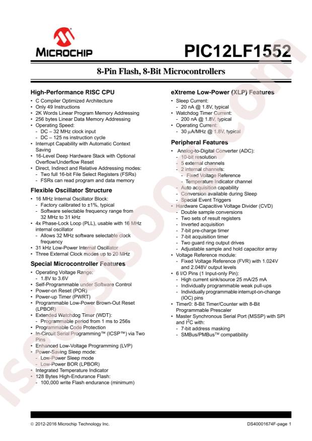 PIC12LF1552-I/MS