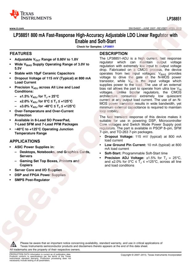 LP38851S-ADJ/NOPB