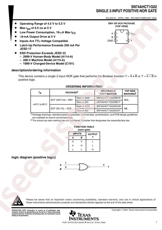 SN74AHCT1G02DBVT