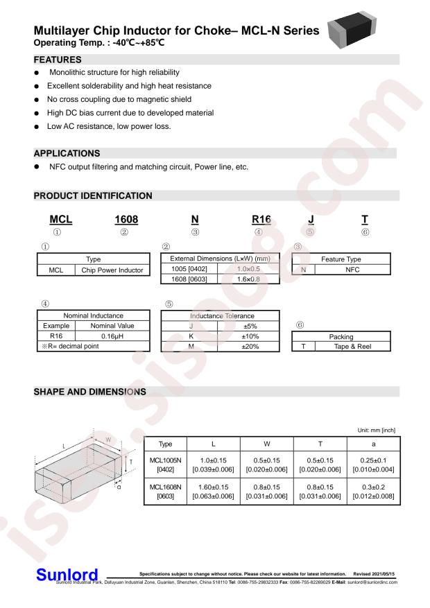 MCL1608S100MT