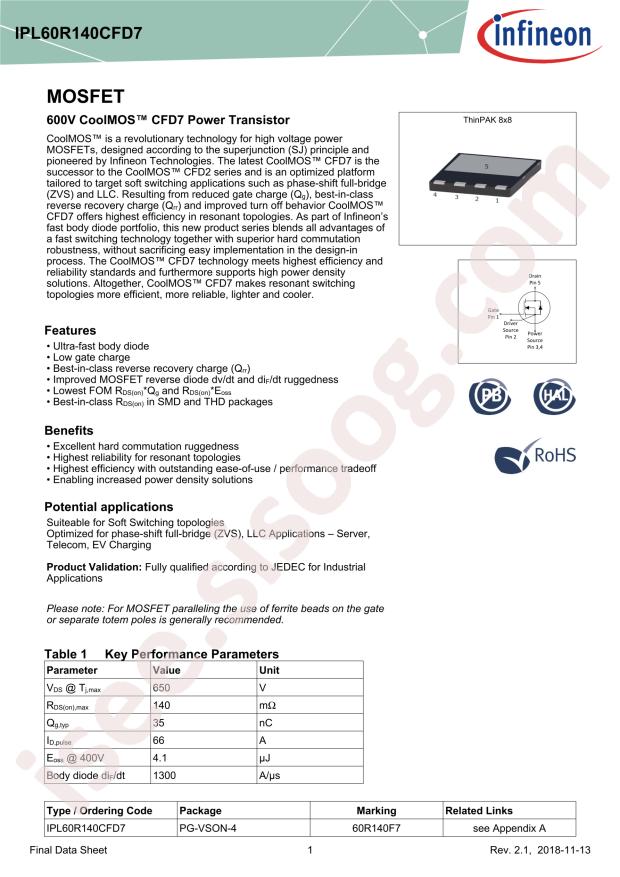 IPL60R140CFD7