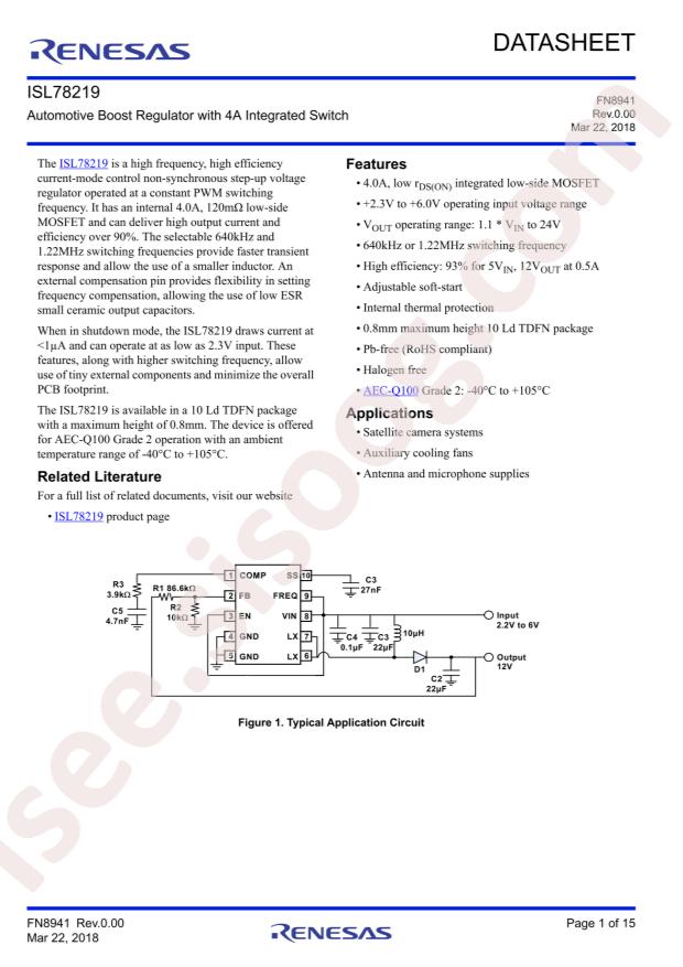 ISL78219ARTZ-T7A