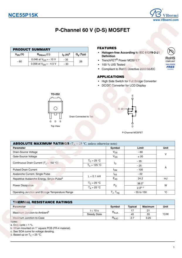 NCE55P15K-VB