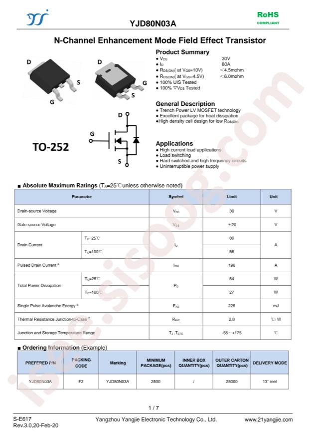 YANGJIE YJD80N03A