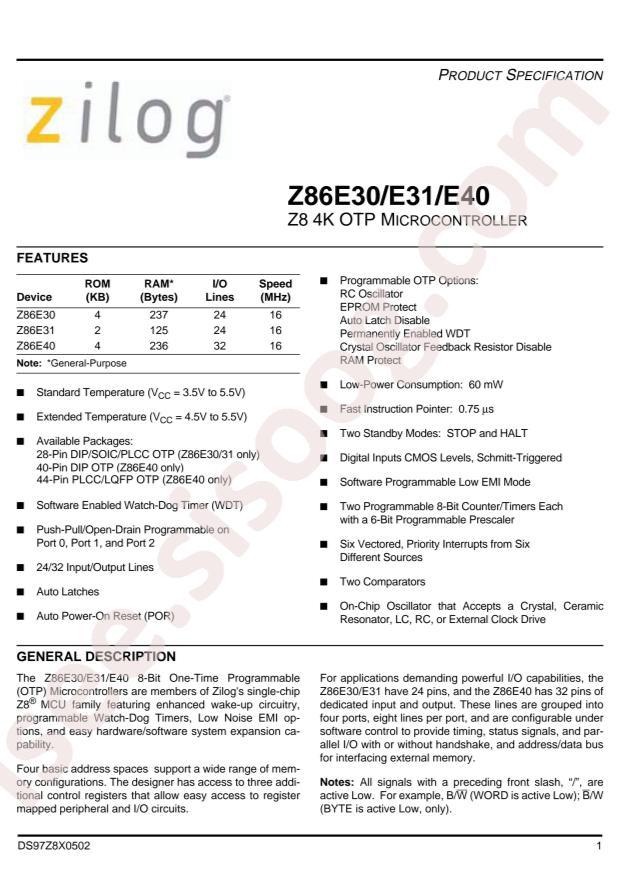 Z86E4016PSG