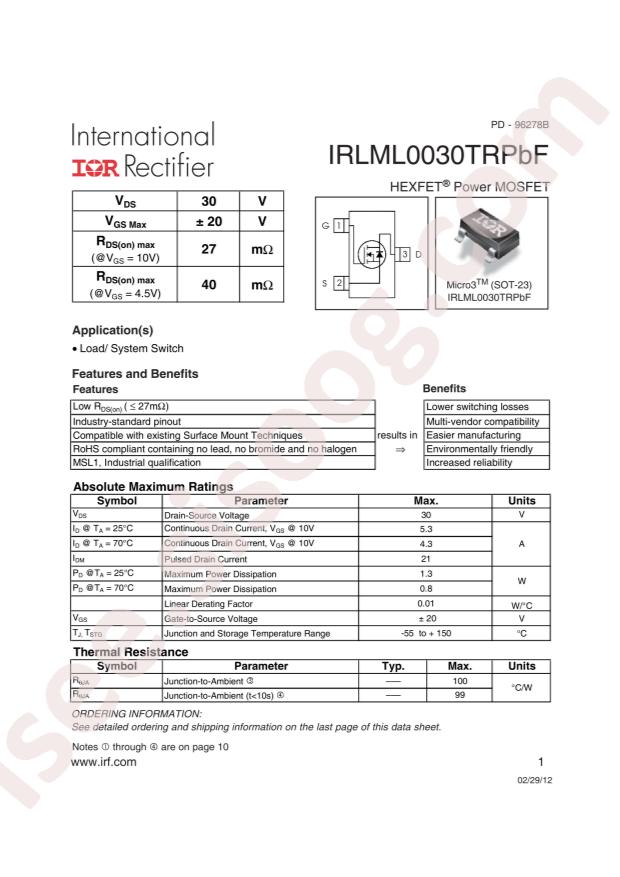 IRLML0030TRPBF