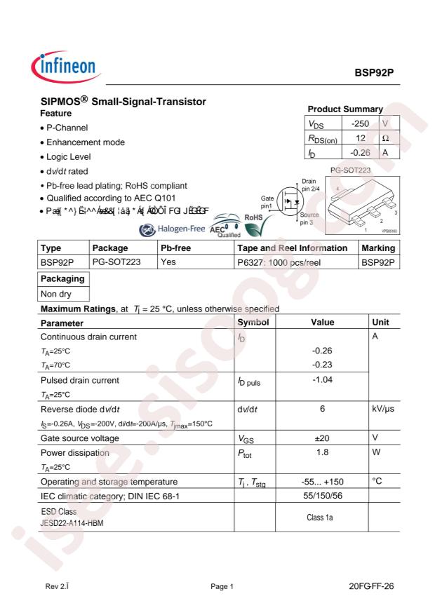 BSP92P H6327