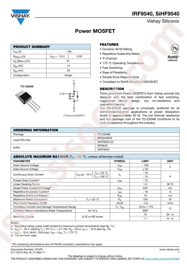 IRF9540PBF