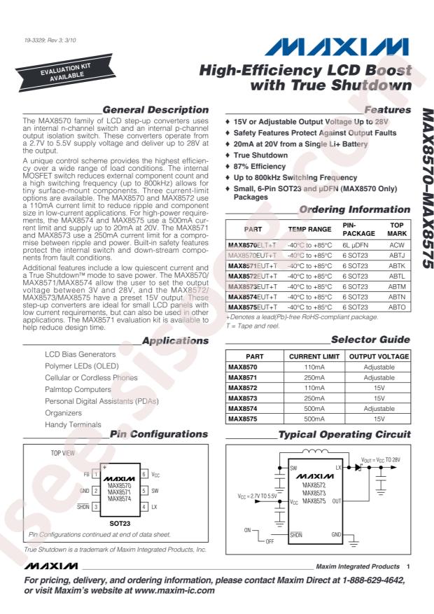 MAX8571EUT+T