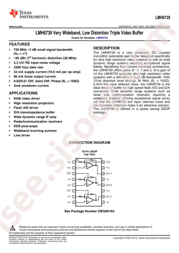 LMH6739MQX/NOPB