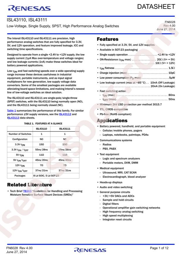 ISL43110IHZ-T