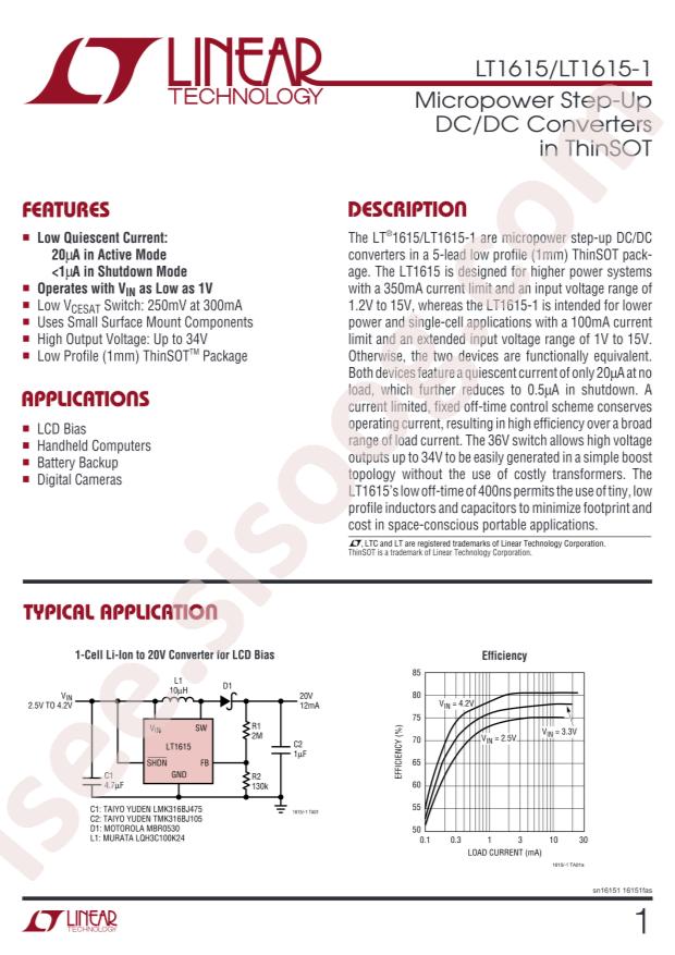 LT1615ES5#TRPBF