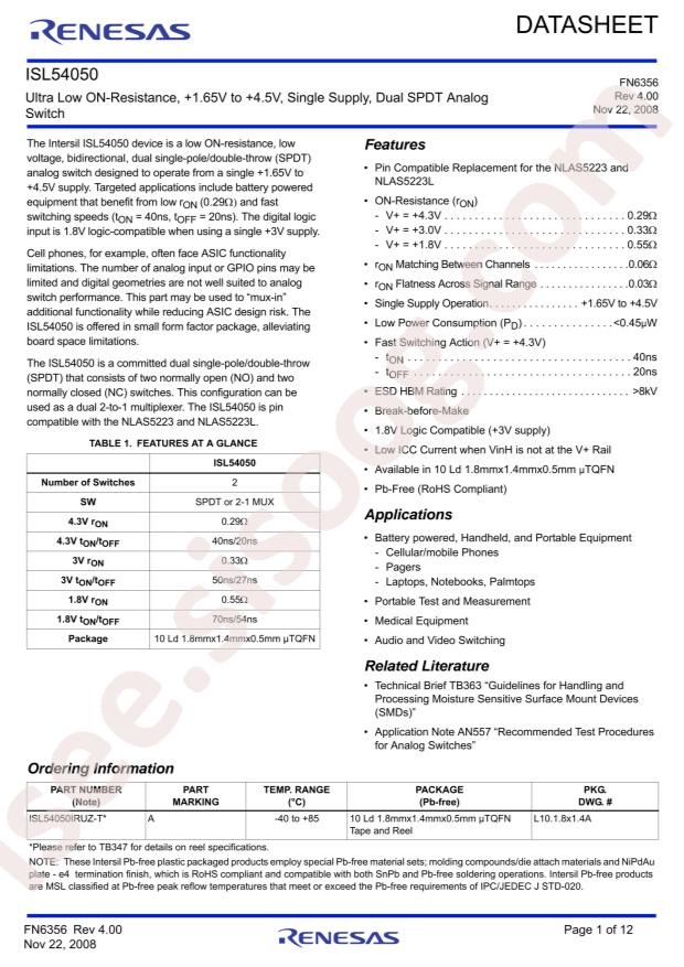 ISL54050IRUZ-T