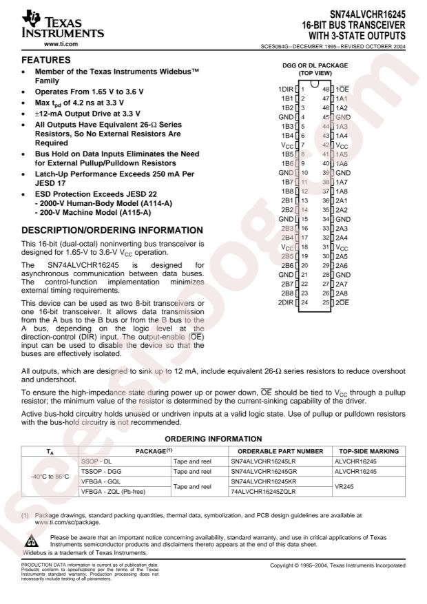SN74ALVCHR16245GR