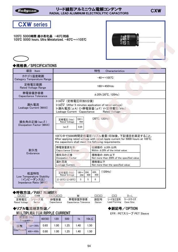 Rubycon 450CXW82MEFC16X31.5