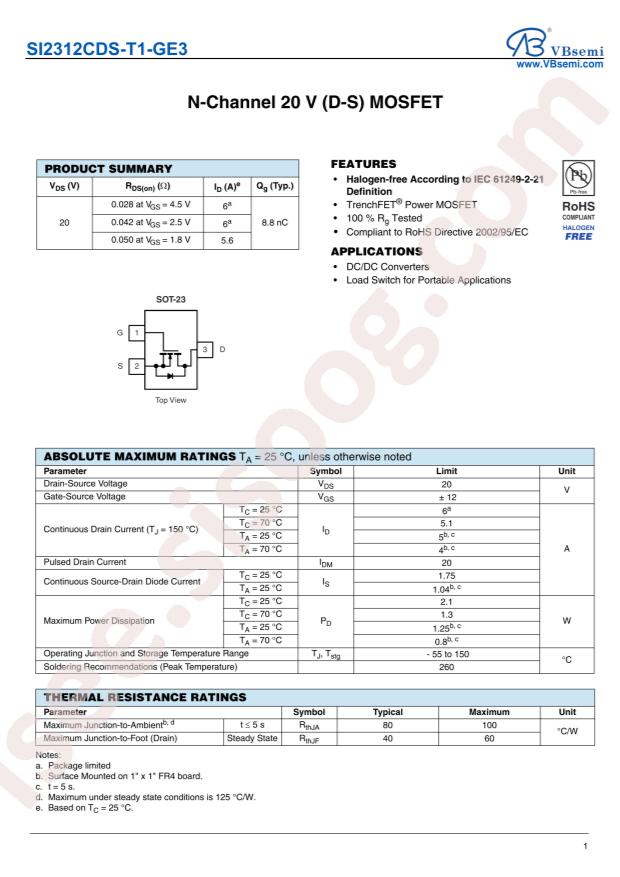 SI2312CDS-T1-GE3-VB