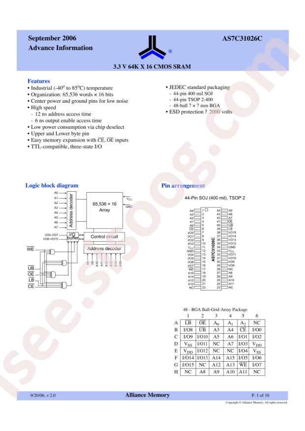 AS7C31026C-12TIN